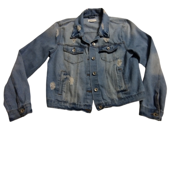 Ci Sono frayed medium weight blue jean jacket Size XL - Picture 4 of 6